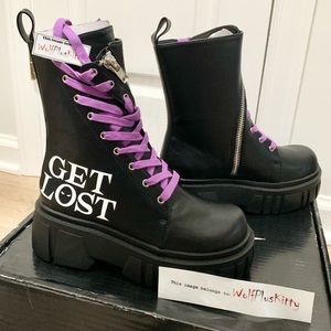 Emily the Strange Get Lost Combat Boots 8M - NEW